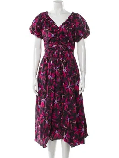 Pre-owned Ulla Johnson Floral Print Long Dress In Multi