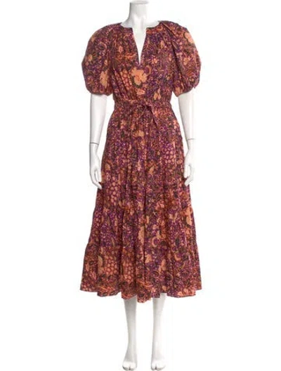 Pre-owned Ulla Johnson Floral Print Long Dress In Multi