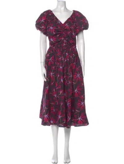 Pre-owned Ulla Johnson Floral Print Long Dress In Multi