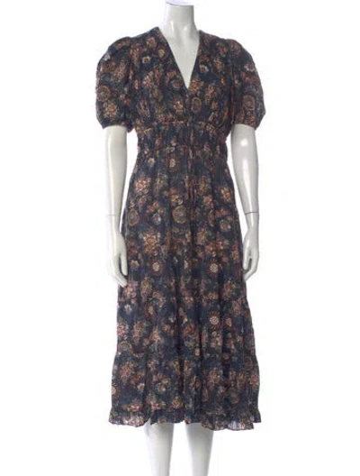 Pre-owned Ulla Johnson Floral Print Long Dress In Multi