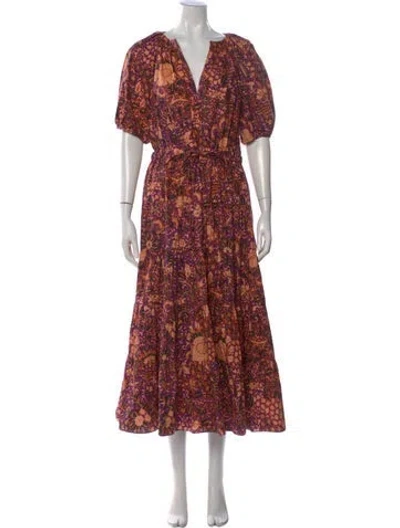 Pre-owned Ulla Johnson Floral Print Long Dress In Multi