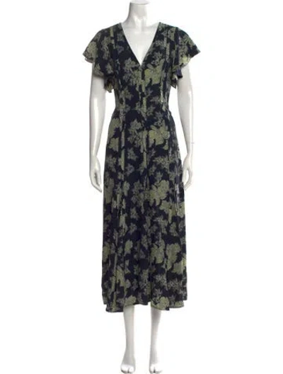 Pre-owned Ulla Johnson Floral Print Long Dress In Multicolor