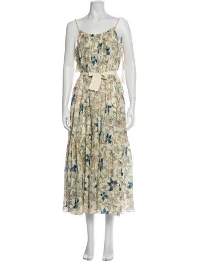 Pre-owned Ulla Johnson Floral Print Long Dress In Neutral