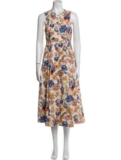 Pre-owned Ulla Johnson Floral Print Long Dress In Neutral