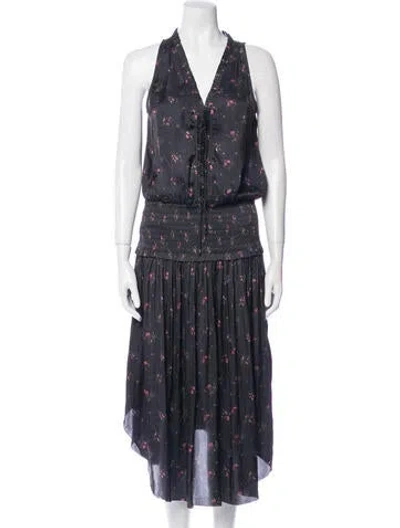 Pre-owned Ulla Johnson Floral Print Long Dress In Neutral
