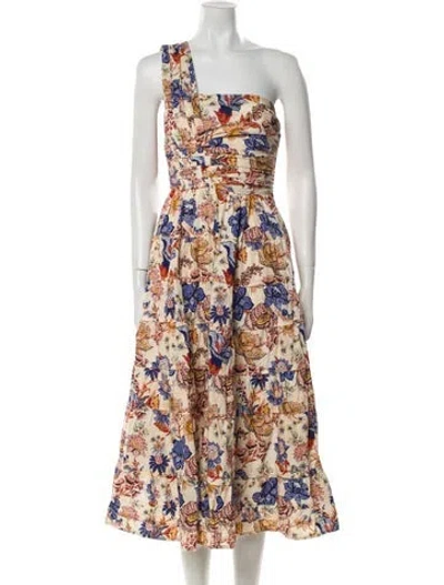 Pre-owned Ulla Johnson Floral Print Long Dress In Neutral
