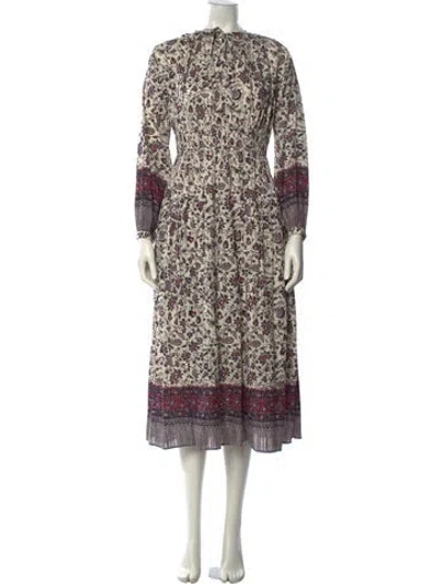 Pre-owned Ulla Johnson Floral Print Long Dress In Neutral