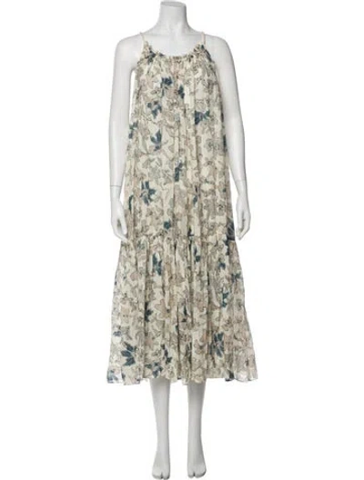 Pre-owned Ulla Johnson Floral Print Long Dress In Neutral