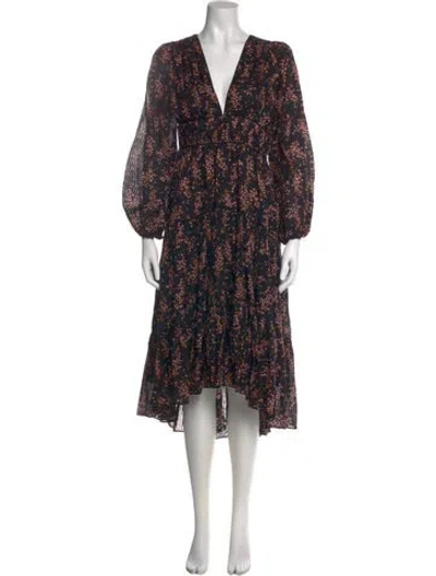 Pre-owned Ulla Johnson Floral Print Long Dress In Neutral