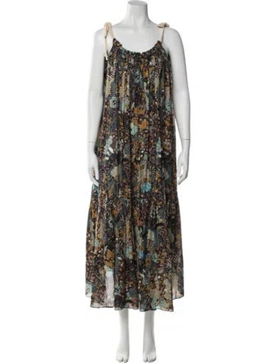 Pre-owned Ulla Johnson Floral Print Long Dress In Neutral