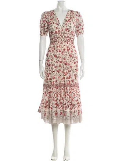 Pre-owned Ulla Johnson Floral Print Long Dress In Neutral