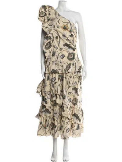 Pre-owned Ulla Johnson Floral Print Long Dress In Neutral