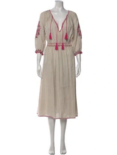Pre-owned Ulla Johnson Floral Print Long Dress In Neutral