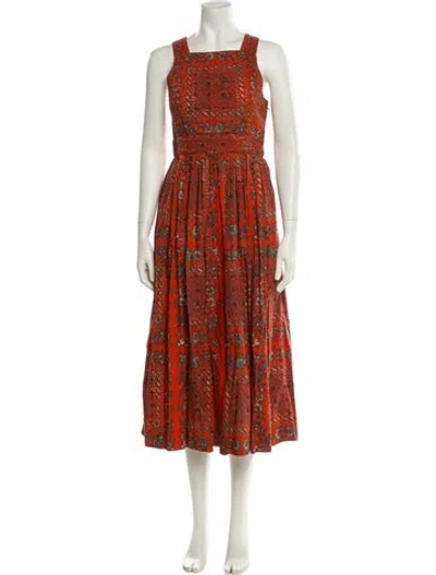 Pre-owned Ulla Johnson Floral Print Long Dress In Orange