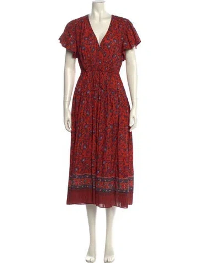 Pre-owned Ulla Johnson Floral Print Long Dress In Orange