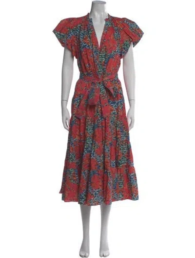 Pre-owned Ulla Johnson Floral Print Long Dress In Orange
