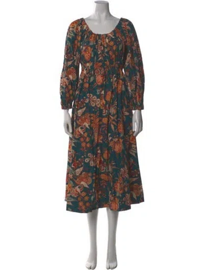 Pre-owned Ulla Johnson Floral Print Long Dress In Orange