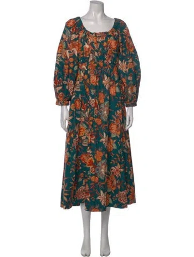 Pre-owned Ulla Johnson Floral Print Long Dress In Orange