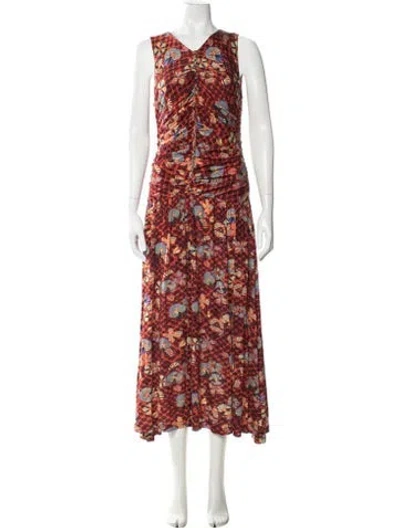 Pre-owned Ulla Johnson Floral Print Long Dress In Orange
