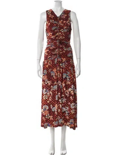 Pre-owned Ulla Johnson Floral Print Long Dress In Orange