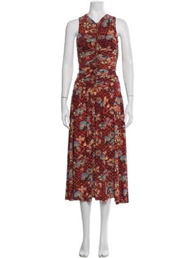 Pre-owned Ulla Johnson Floral Print Long Dress In Orange