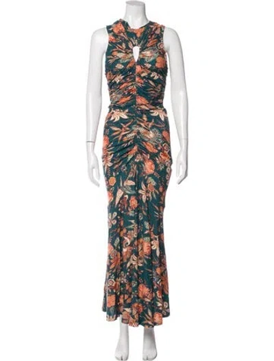 Pre-owned Ulla Johnson Floral Print Long Dress In Orange