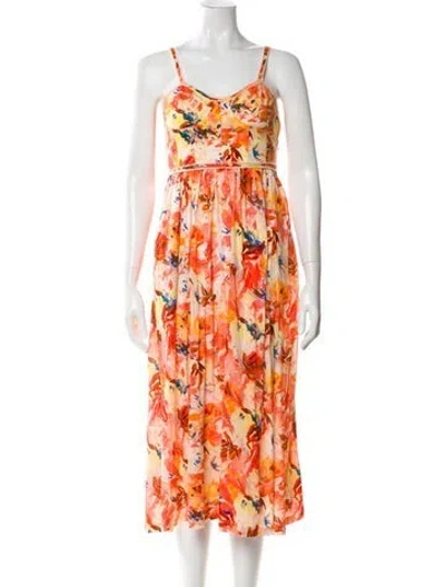 Pre-owned Ulla Johnson Floral Print Long Dress In Orange