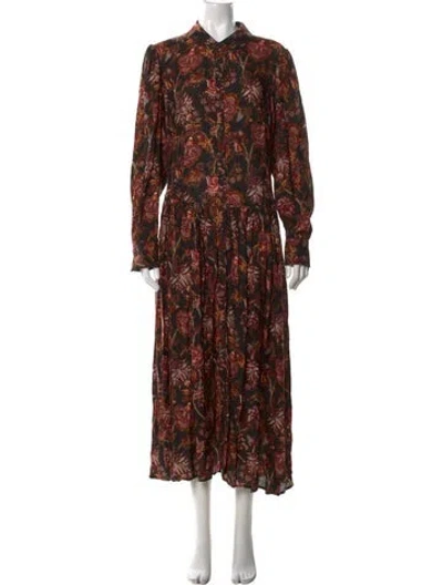 Pre-owned Ulla Johnson Floral Print Long Dress In Pink