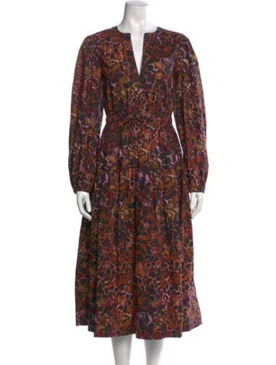 Pre-owned Ulla Johnson Floral Print Long Dress In Pink