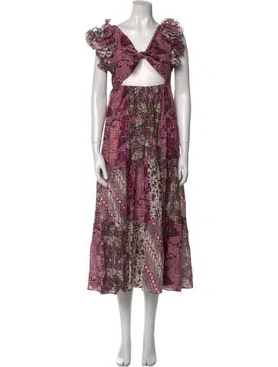 Pre-owned Ulla Johnson Floral Print Long Dress In Pink
