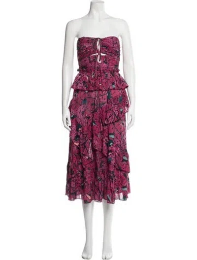 Pre-owned Ulla Johnson Floral Print Long Dress In Pink