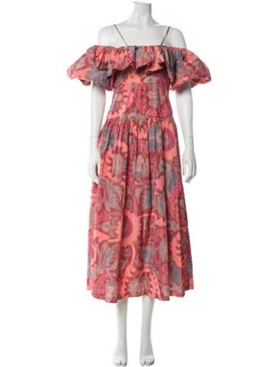 Pre-owned Ulla Johnson Floral Print Long Dress In Pink