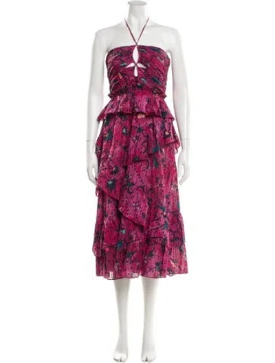 Pre-owned Ulla Johnson Floral Print Long Dress In Pink