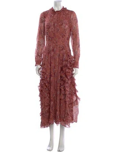Pre-owned Ulla Johnson Floral Print Long Dress In Pink