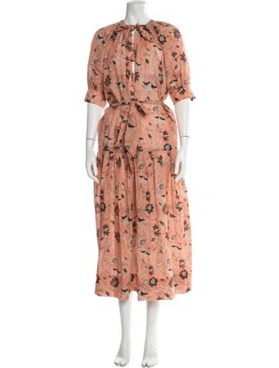Pre-owned Ulla Johnson Floral Print Long Dress In Pink