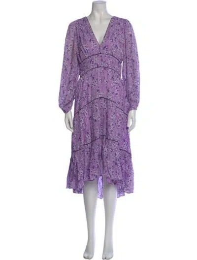 Pre-owned Ulla Johnson Floral Print Long Dress In Purple