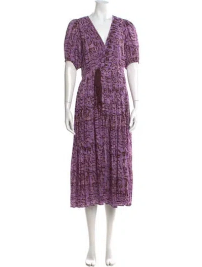 Pre-owned Ulla Johnson Floral Print Long Dress In Purple