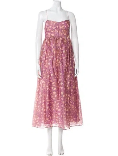 Pre-owned Ulla Johnson Floral Print Long Dress In Purple