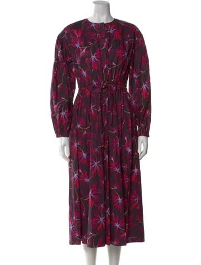 Pre-owned Ulla Johnson Floral Print Long Dress In Purple