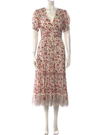 Pre-owned Ulla Johnson Floral Print Long Dress In Red