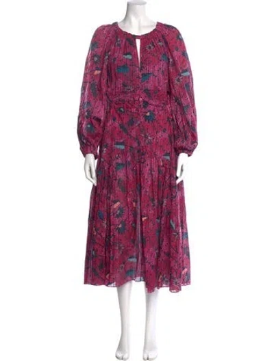 Pre-owned Ulla Johnson Floral Print Long Dress In Red