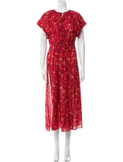 Pre-owned Ulla Johnson Floral Print Long Dress In Red
