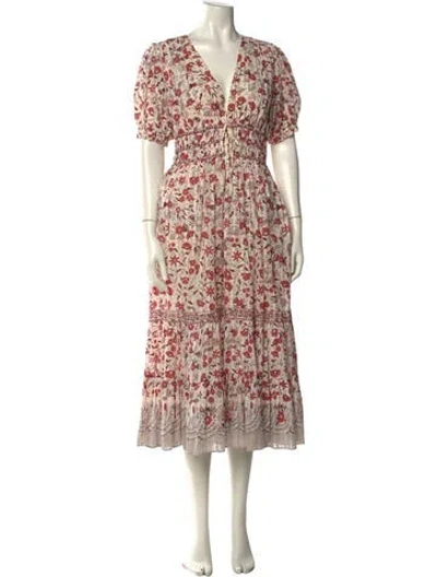 Pre-owned Ulla Johnson Floral Print Long Dress In Red
