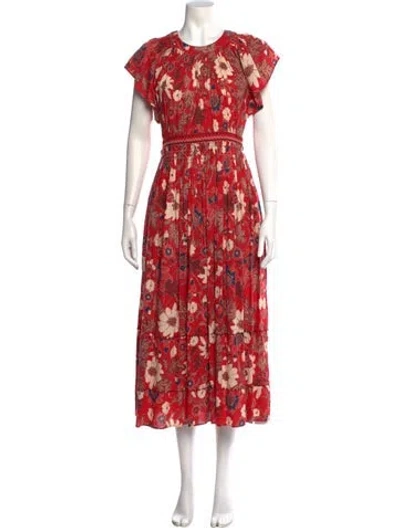 Pre-owned Ulla Johnson Floral Print Long Dress In Red