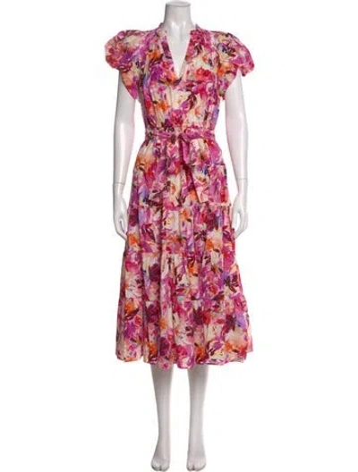Pre-owned Ulla Johnson Floral Print Long Dress In Red