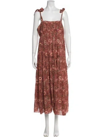 Pre-owned Ulla Johnson Floral Print Long Dress In Red