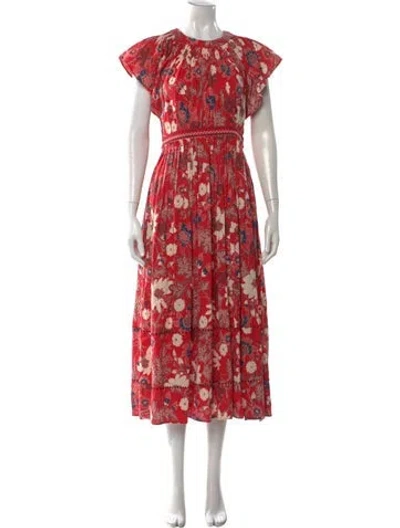Pre-owned Ulla Johnson Floral Print Long Dress In Red