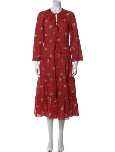 Pre-owned Ulla Johnson Floral Print Long Dress In Red