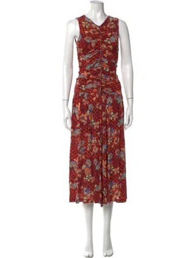 Pre-owned Ulla Johnson Floral Print Long Dress In Red