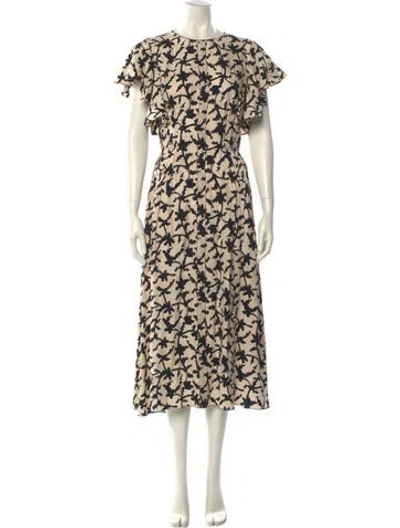 Pre-owned Ulla Johnson Floral Print Long Dress W/ Tags In Green